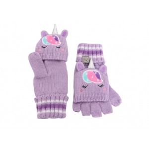 FlapjackKids Knitted Fingerless Gloves with Mitten Flap - Unicron Large (4-6Yrs)
