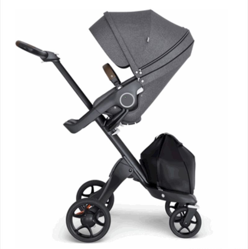 Stokke Xplory Stroller Black Chassis With Brown Handle V6 - Black